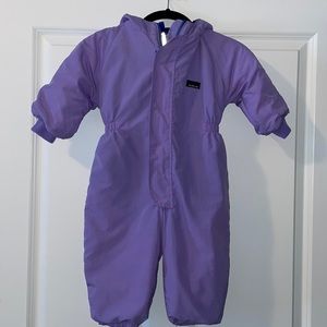LL Bean Vintage Fleece Lined Snowsuit made in USA Freeport Maine Purple 2T